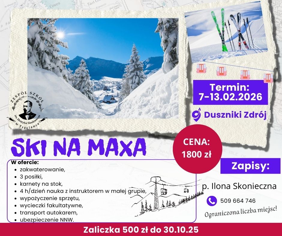 Zapraszamy chętnych na wyjazd na narty